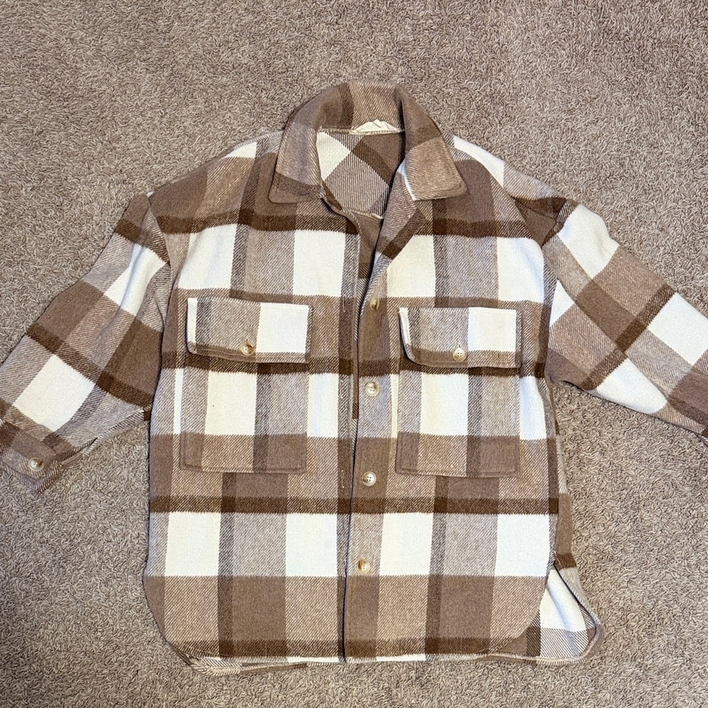 Plaid Button-Up Shirt Jacket